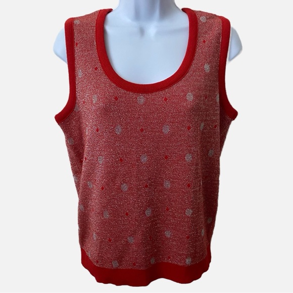 Red Polka Dot Knit Vest - Picture 1 of 7